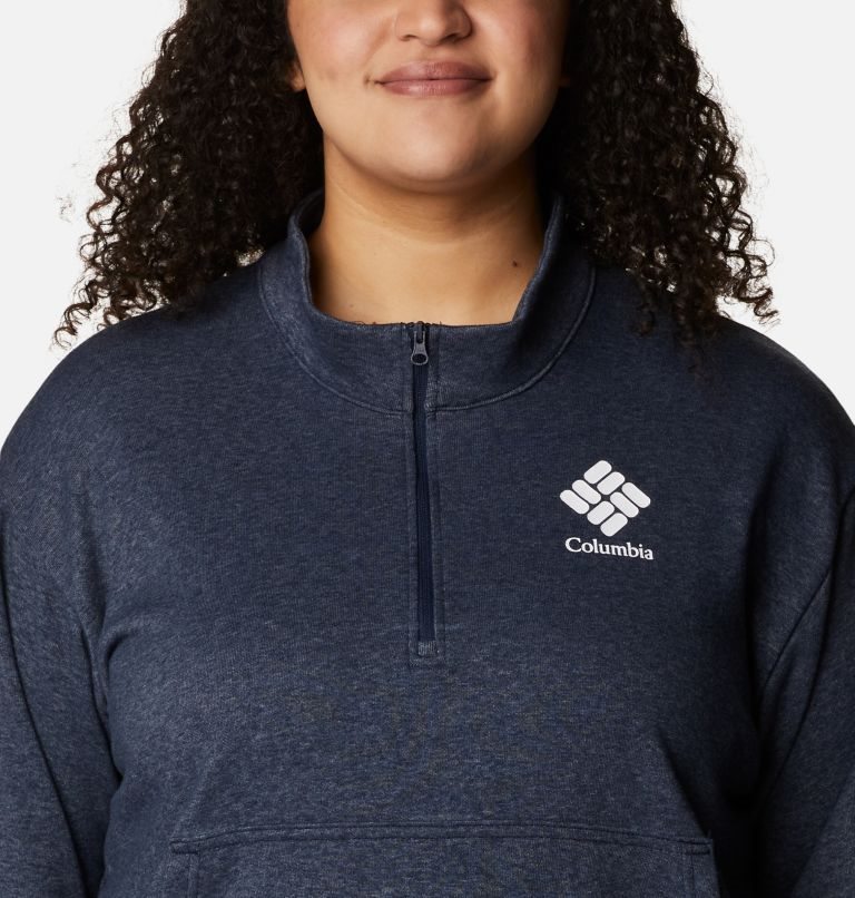 Women's Columbia Trek French Terry Half Zip Sweatshirts Navy | Plus Size CA-AL45C